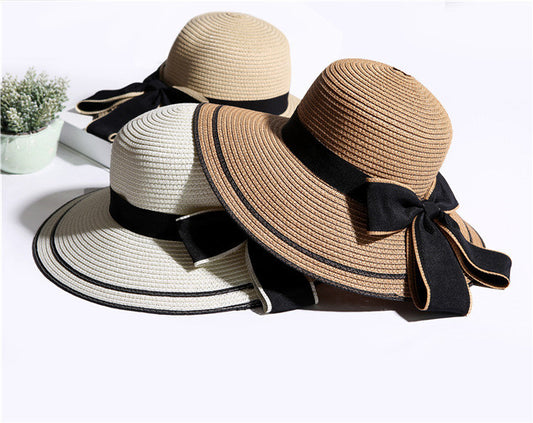 Black Bow Visor Sun Hat