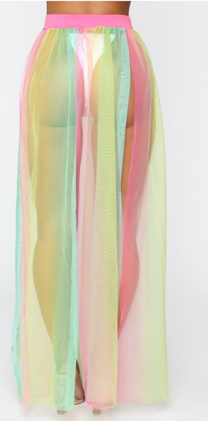 Mesh Sheer Skirt Cover-Up