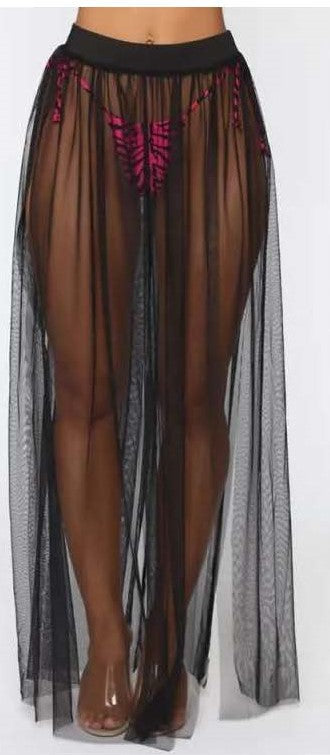 Mesh Sheer Skirt Cover-Up