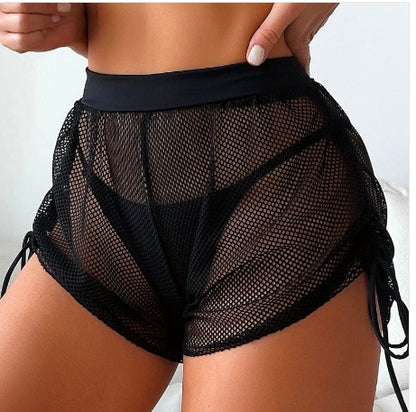 Drawstring Mesh Shorts Cover-Up